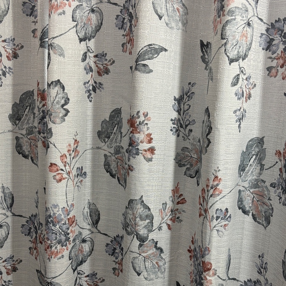 Floral Patterned Curtain in Gray and Rust color